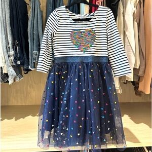Chenault Girl Navy Blue Sequin Heart Tutu Dress XS (4/5)